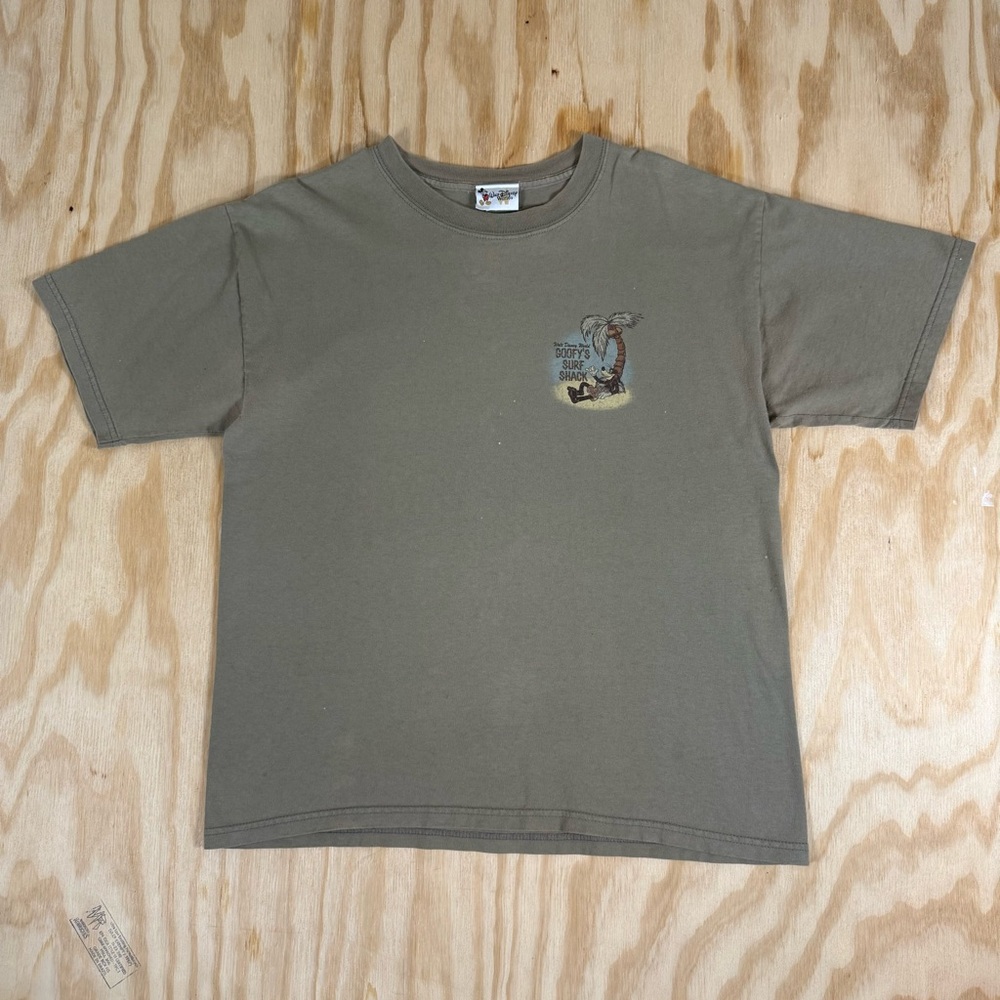 Disney Goofy Surf Shack Vintage Graphic T Shirt Gray Brown Size XL